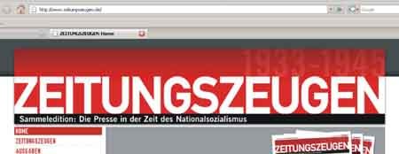 Internetseite des Projekts &#187;Zeitungszeugen&#171; ND-Screenshot: W. Frotscher