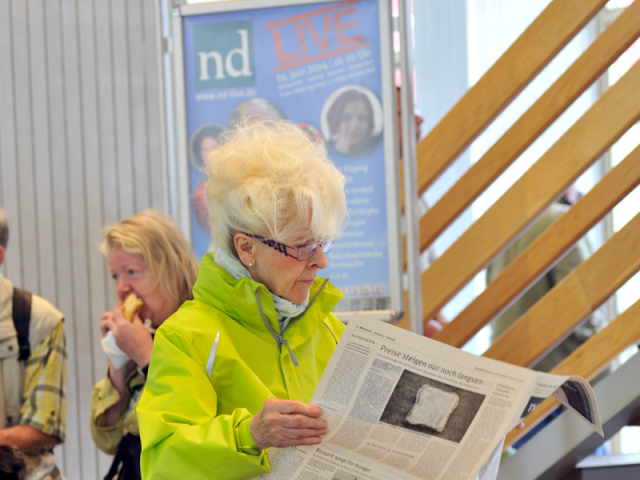 Auch beim Fest für die Leser steht unsere Tageszeitung, das neue deutschland, im Mittelpunkt der Aufmerksamkeit.