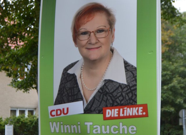 Kaum zu glauben, aber wahr: Winni Tauche wird von LINKE und CDU bei der Wahl untersützt.