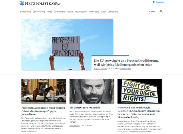 Onlinejournalismus: EU verweigert Netzpolitik.org Akkreditierung