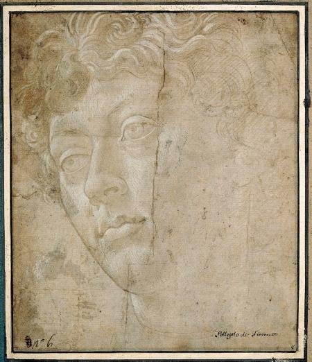 Kopf eines Engels, Zeichnung aus dem Musée des Beaux-Arts Rennes