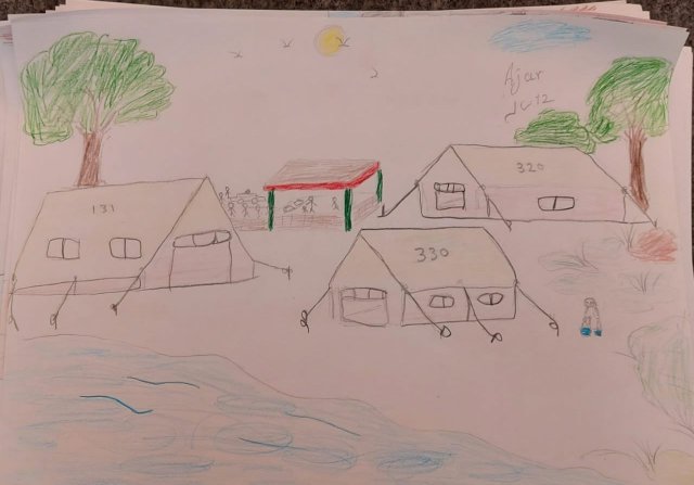 Zeichnungen der Kinder aus dem Lager auf Lesbos.