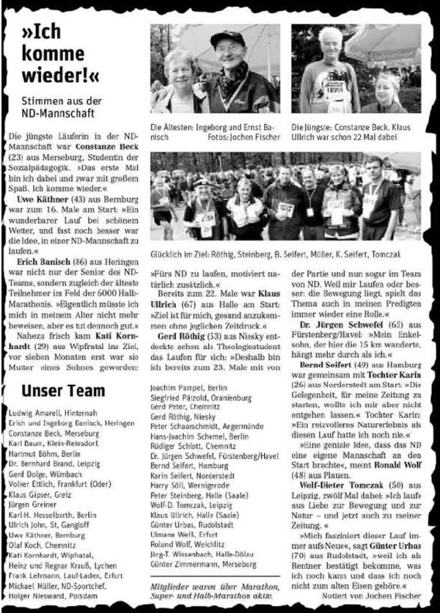 Premiere des ND-Rennsteiglaufteams (ND-Sportteil, 17. Mai 2004)