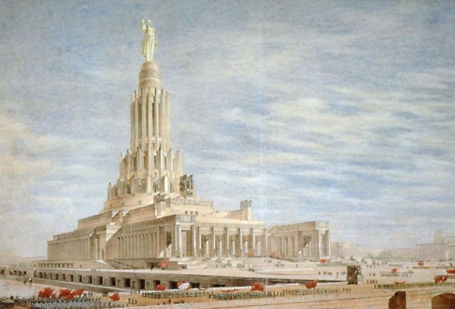 An der Stelle der Christ-Erlöser-Kathedrale plante Stalin in den 1930ern den gigantischen "Palast der Sowjets", 415 Meter hoch!