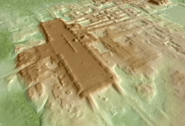 3D-Bild der Fundstätte Aguada Fénix im mexikanischen Bundesstaat Tabasco