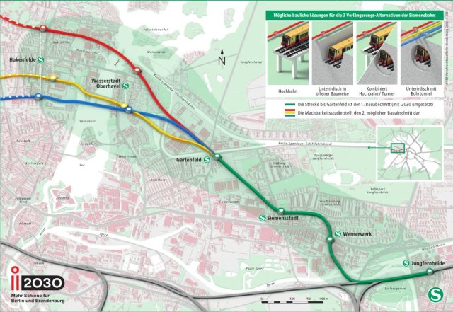 Technisch machbar wäre eine S-Bahn-Verlängerung von Gartenfeld nach Hakenfelde. Ob sie bezahlbar ist, steht auf einem anderen Blatt.