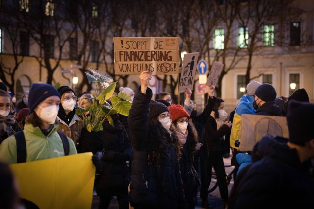 Demonstration in München gegen den Anfriff Russlands auf die Ukraine