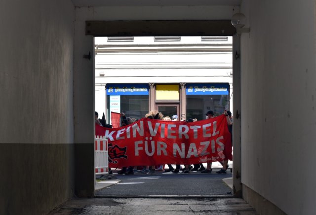 Demonstration gegen Neofaschisten im sächsischen Freiberg