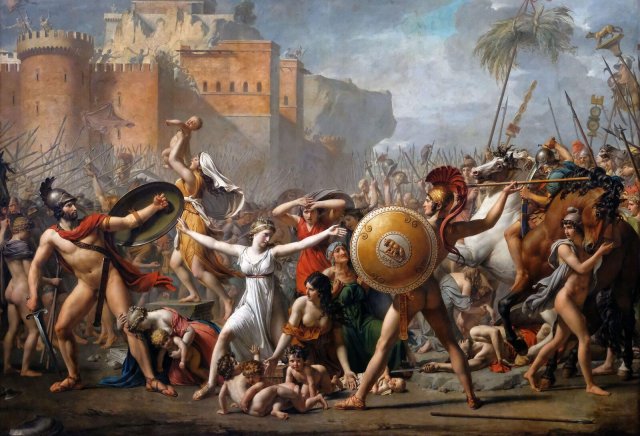 Sie werfen sich zwischen die Kriegsparteien und erzwingen einen Friedensvertrag: »Die Sabinerinnen« (1799) in der Darstellung des französischen Malers Jacques-Louis David