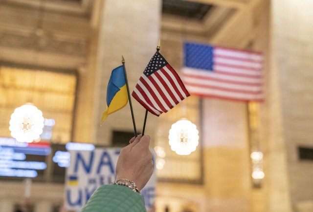 Protest gegen den Angriffskrieg Russlands gegen die Ukraine in New York