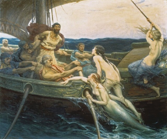 Was wäre passiert, fragt unser Autor, wenn im Odysseus-Mythos nicht die Sirenen, sondern die Ruderer gesungen hätten? (Herbert James Draper, »Odysseus und die Sirenen«, 1909)