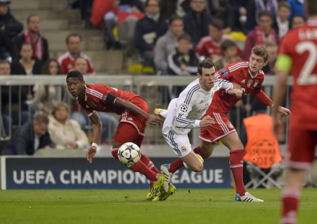 Im April 2014 verloren David Alaba und Toni Kroos (1., 3. v. l.) mit dem FC Bayern in der Königsklasse mit 0:4 gegen Madrid. Heute spielen beide für Real.