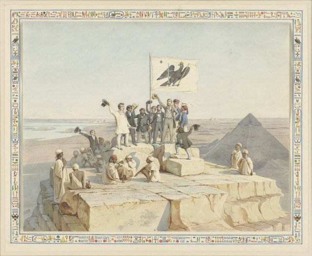 Ohne Smartphones und Lokomotiven: Die Mitglieder der Expedition auf einem Aquarell von Johann Jakob Frey und Max Weidenbach, 1842