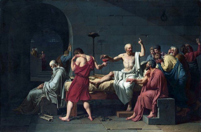 Wissende Männer unter sich: »Der Tod des Sokrates«, wie ihn der französische Maler Jacques-Louis David im späten 18. Jahrhundert imaginierte