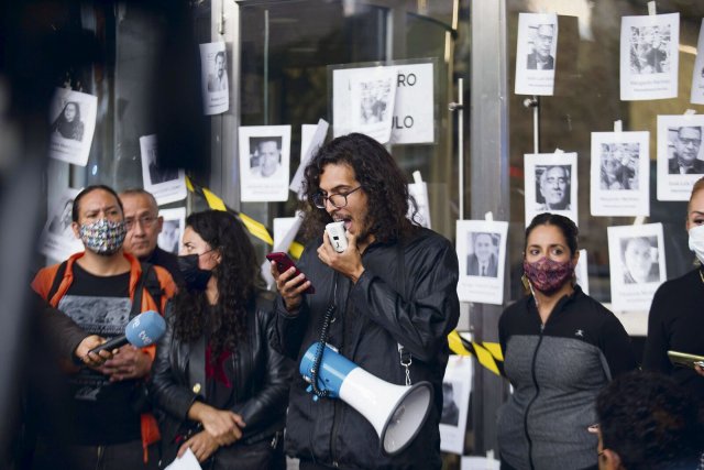 Journalisten protestieren in Mexiko-Stadt gegen die Ermordung von Pressevertretern.