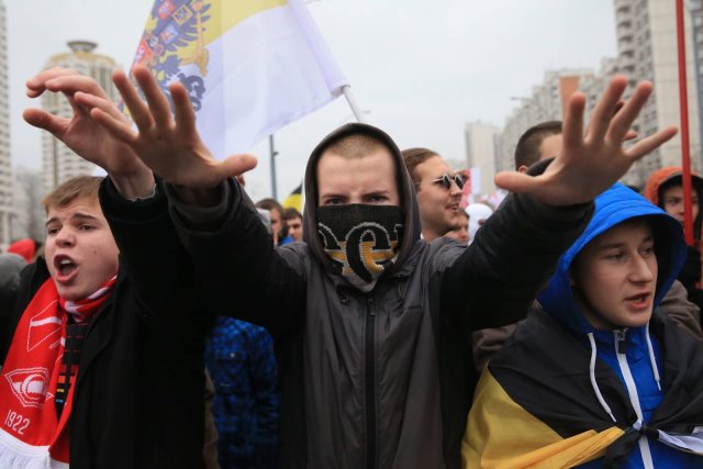 Russische Nationalisten (hier beim Russischen Marsch) haben in Wolgograd versucht, Marxisten zu Straftaten anzustiften.