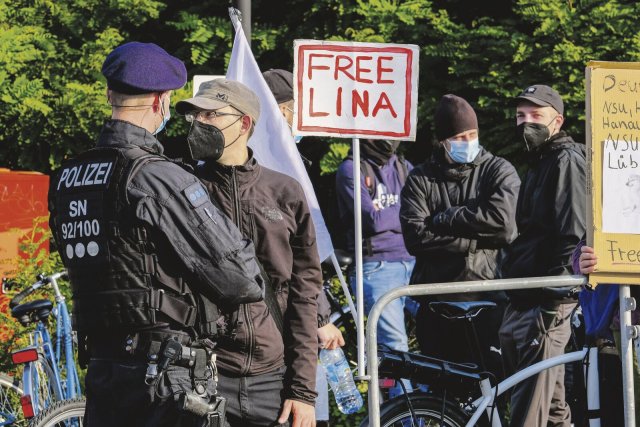 Bei linken Demonstrationen wird immer wieder die Freilassung von Lina E. gefordert.