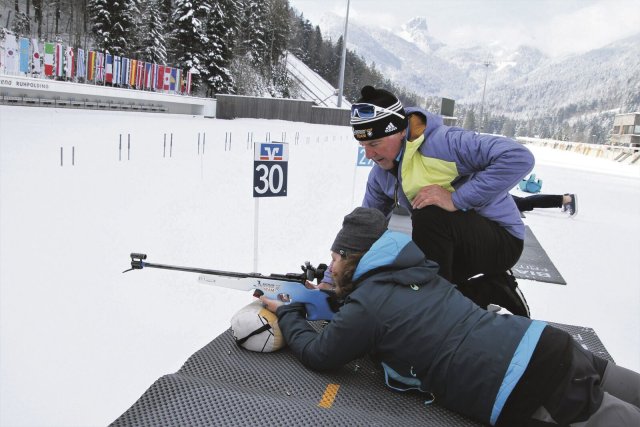 Schießtraining mit Biathlon-Olympiasieger Fritz Keller