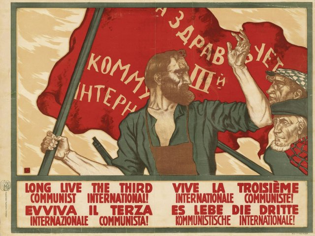 »Lang lebe die III. Internationale«; Plakat von Sergej Iwanowich, 1920
