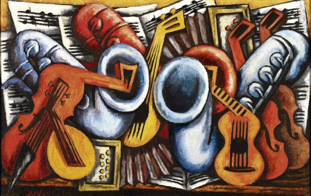 Werk eines Jazz-Aficionados: Alfred Nungesser, »Stillleben mit Musikinstrumenten« (1935)