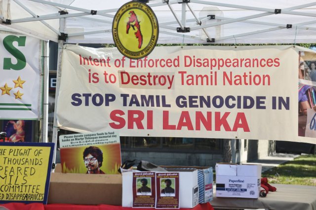 Protest- und Gedenkveranstaltung der tamilischen Minderheit in Markham, Ontario, Kanada, am 28. Ausgust 2022