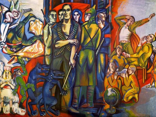 Ausschnitt aus dem Wandgemälde von Ronald Paris »Lob des Kommunismus«