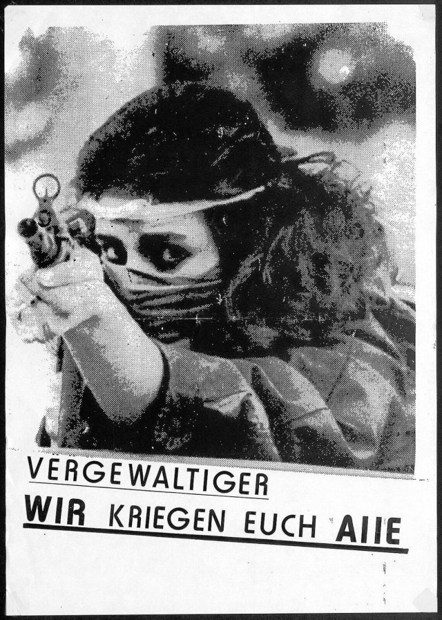 Ein Plakat der militanten feministischen Gruppe Rote Zora aus den 1980er Jahren