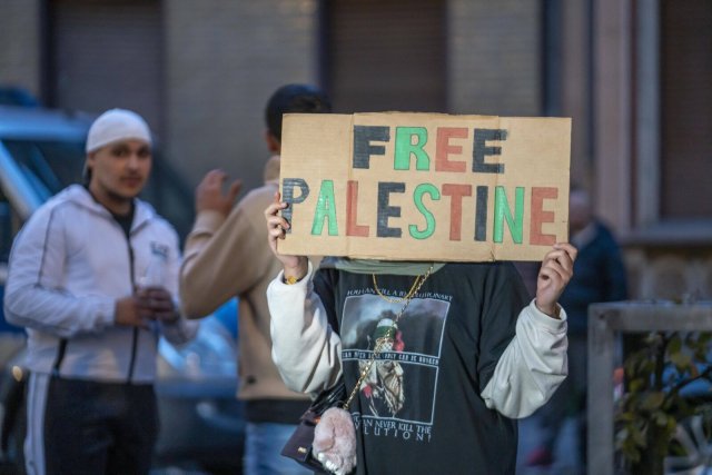 Forderung auf einer pro-palästinensischen Demonstration am Montag in Duisburg.