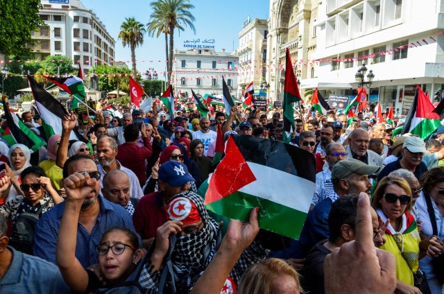 Pro-palästinensische Demonstration der oppositionellen Nationalen Heilsfront in Tunis