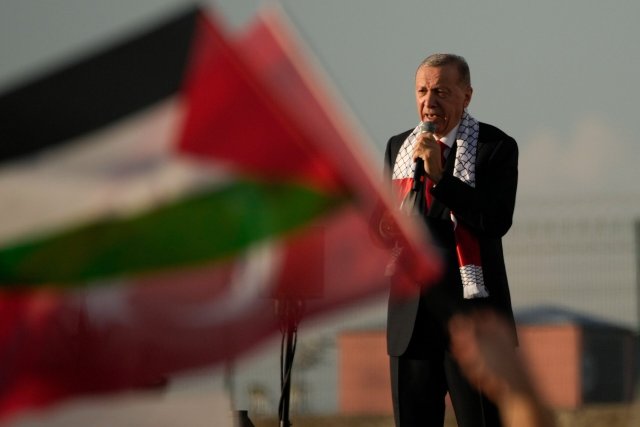 Recep Tayyip Erdogan, Präsident der Türkei, auf einer Solidaritätskundgebung für die Palästinenser.