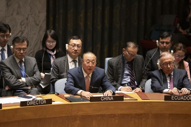 Der chinesische US-Botschafter Zhang Jun spricht am 16. Oktober vor dem Sicherheitsrat