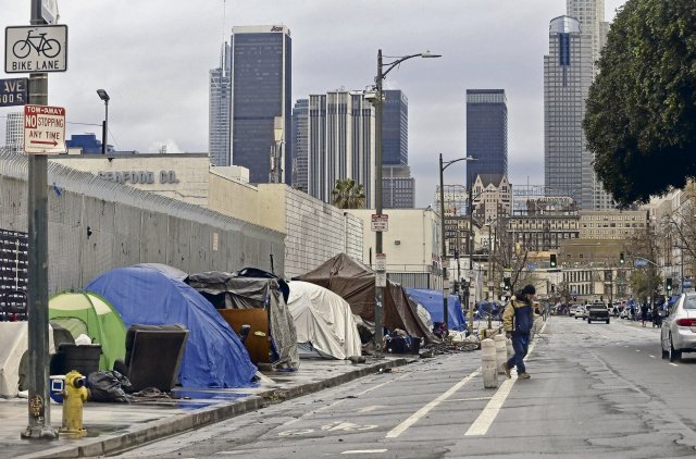 Wer hier lebt, findet politisch kaum Gehör: Skid Row, ein Armenviertel in Los Angeles.