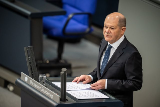 Bundeskanzler Olaf Scholz (SPD) bei seiner Regierungserklärung