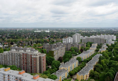 Panoramablick vom Hochhaus am Joachim-Gottschalk-Weg 1