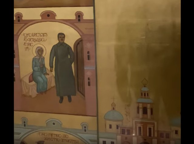 Ikone des Antoßes: Diese Abbildung Stalins in der Hauptkirche des Landes ist für einige Georgier ein Skandal.