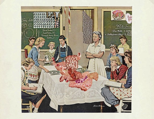 Will man das essen? George Grosz, »Cookery Class«, Collage, 1958