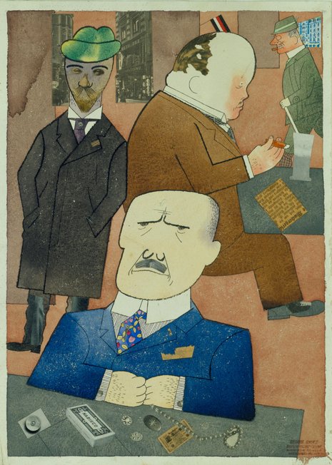 George Grosz: Brillantenschieber im Café Kaiserhof, 1920, Aquarell, Collage