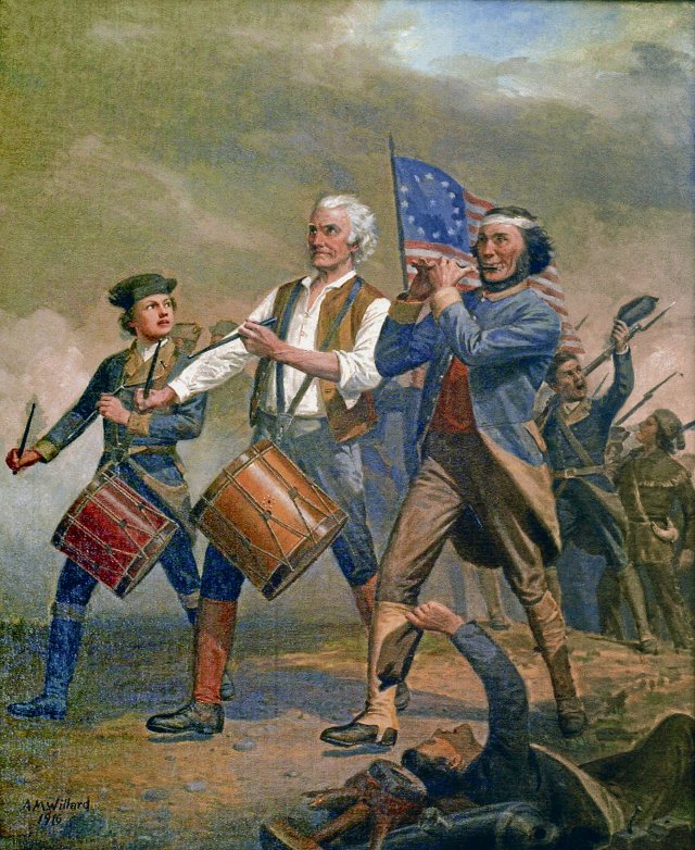 »Yankee Doodle« von Archibald Willard aus dem Jahre 1916 zeigt die siegreichen Kräfte der Amerikanischen Revolution 1876.