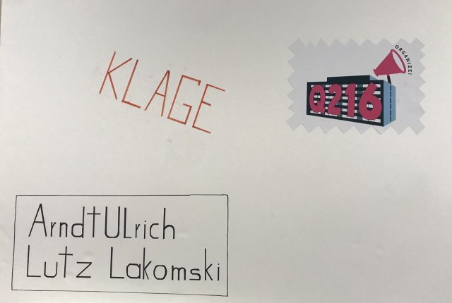 Umschlag, in den die Klagen eingetüt wurden