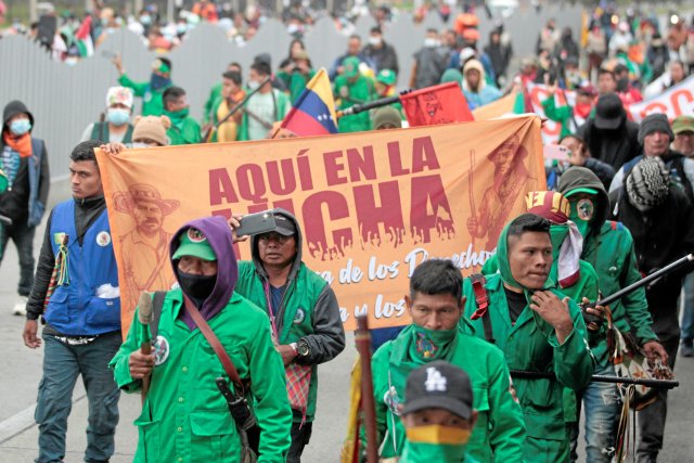 Spielt eine zentrale Rolle in Kolumbiens Protestbewegungen: die Guardia Indígena, Selbstschutzorganisation indigener Gemeinden
