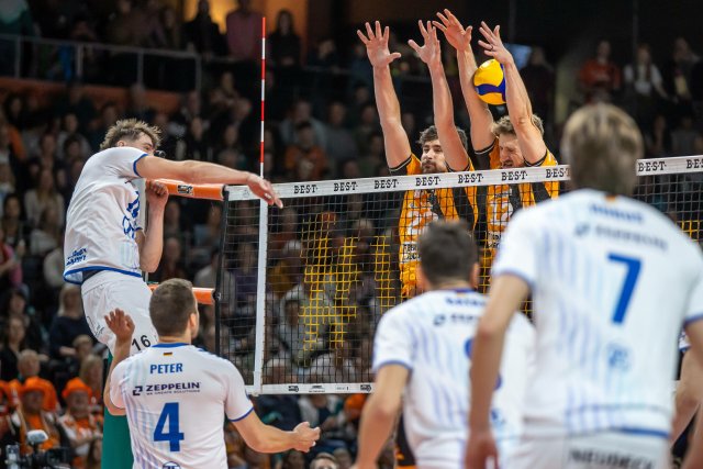 Gegen Friedrichshafen war die Blockabwehr der Berlin Volleys oft...