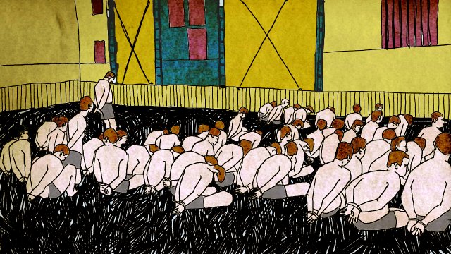 Türkische Soldaten, die nach dem gescheiterten Putschversuch gegen Präsident Recep Tayyip Erdoğan am 15. Juli 2016 in Handschellen und bis auf die Unterwäsche entkleidet in einer Scheune festgehalten wurden