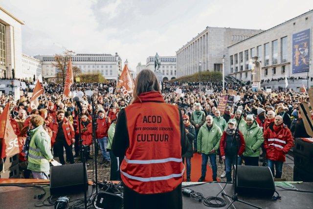 Eine Kundgebung in Brüssel während des Streiks