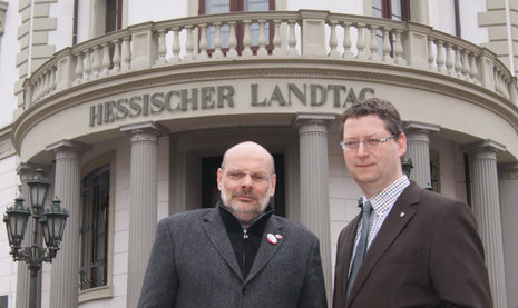 Bothner und Schäfer-Gümbel vor dem Landtag