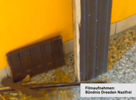 Spuren der Polizei-Verwüstung im Dresdner »Haus der Begegnung« ND-Screenshot: Wolfgang Frotscher