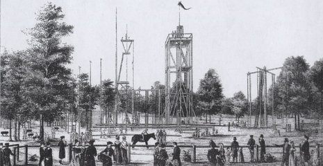 Der erste deutsche Turnplatz in der Berliner Haseneide in den 1820er Jahren.