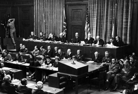 Blick in den Gerichtssaal während der Urteilsverkündung am 1. Oktober 1946.