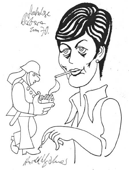 Portr&#228;tkarikatur von Harald Kretzschmar, in &#187;Eulen Leute&#171; 1980