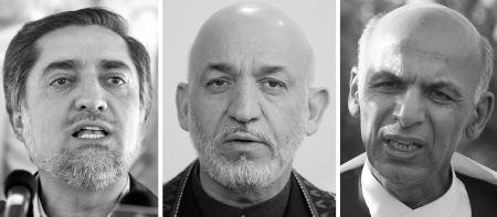 Die drei aussichtsreichsten Bewerber Abdullah Abdullah, Hamid Karsai und Ashraf Ghani (von links) Fotos: dpa