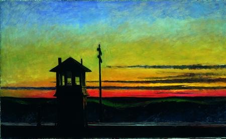Hoppers »Railroad Sunset« (Ausschnitt) als »Vorlage« für einen Satz von Wim Wenders ... © H. of J.N. Hopper